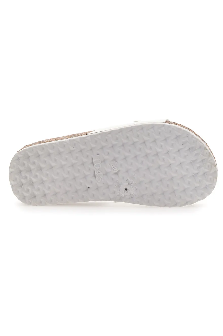Ciabatte Bianche Con Catenina Oro Pitt Kids 14450