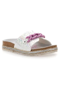 Ciabatte bianche con cuore glitter rosa Pitt Kids 14436