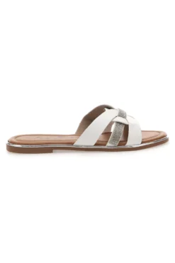 Ciabatte bianche con fasce incrociate e strass Fun Beach 14217
