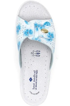 Ciabatte bianche con fiori azzurri e suola antiscivolo Best Medical 13