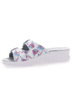 Ciabatte Bianche con fiori multicolor e doppia fascia antiscivolo Best Medical 122F