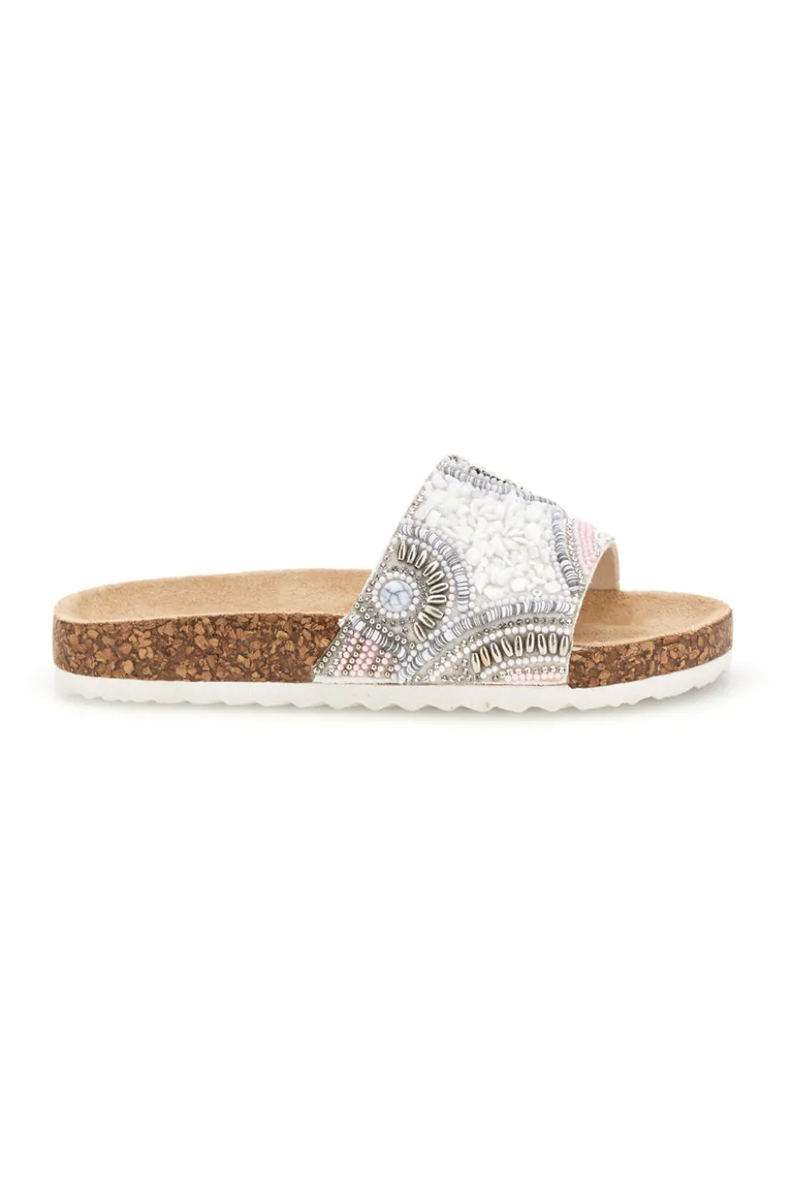 Ciabatte Bianche con Perline Pitt kids 14615