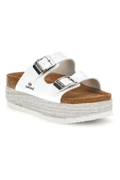 Ciabatte bianche lucide con doppia fibbia Superga S11U009