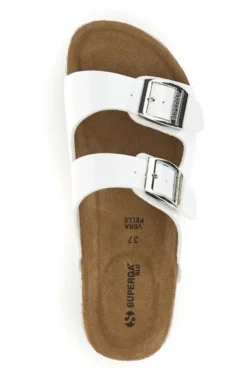 Ciabatte bianche lucide con doppia fibbia Superga S11U009