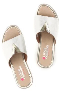 Ciabatte Bianco Dettagli Metallizzati Linea comoda 8551