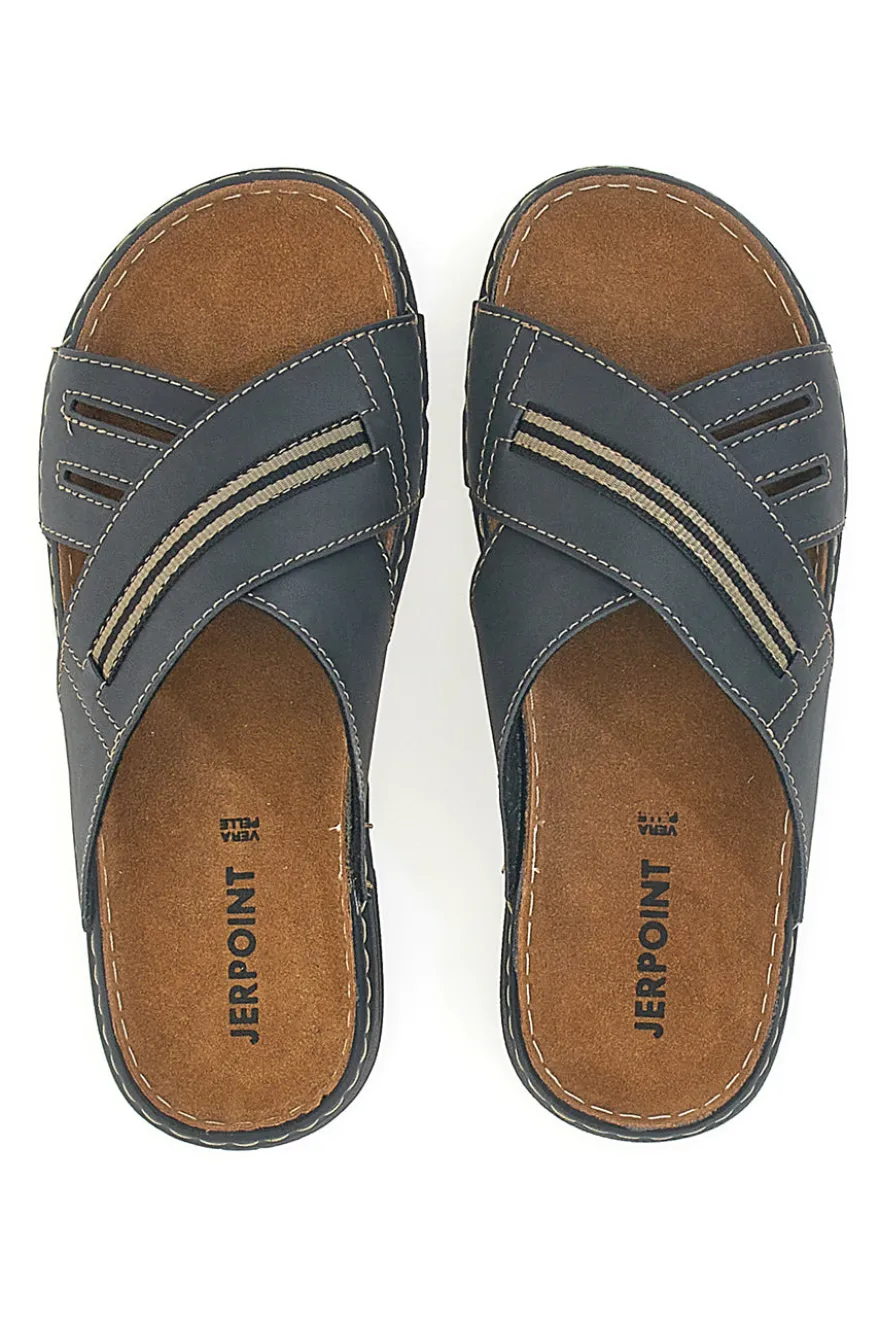 Ciabatte blu con cuciture a contrasto Jerpoint 611PS