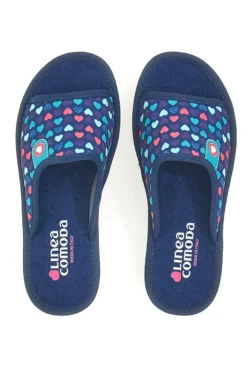 Ciabatte Blu Con Cuoricini Made in Italy Linea Comoda 8063