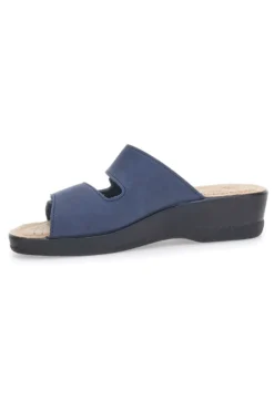 Ciabatte Blu con Doppia Fascia con Velcro e Suola in Pelle FLY FLOT 63J86CE