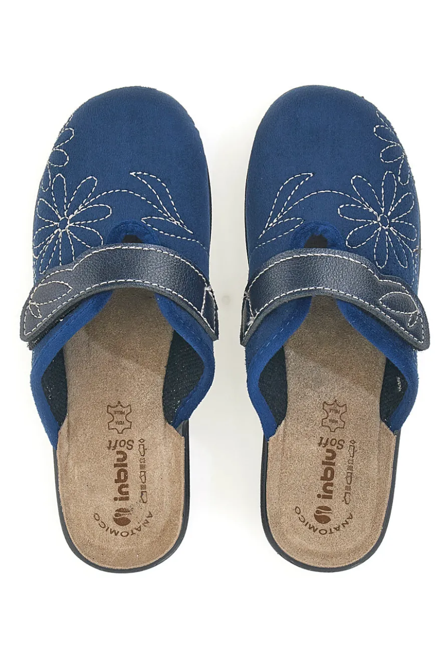 Ciabatte blu con ricamo floreale e chiusura regolabile Inblu 17 LV