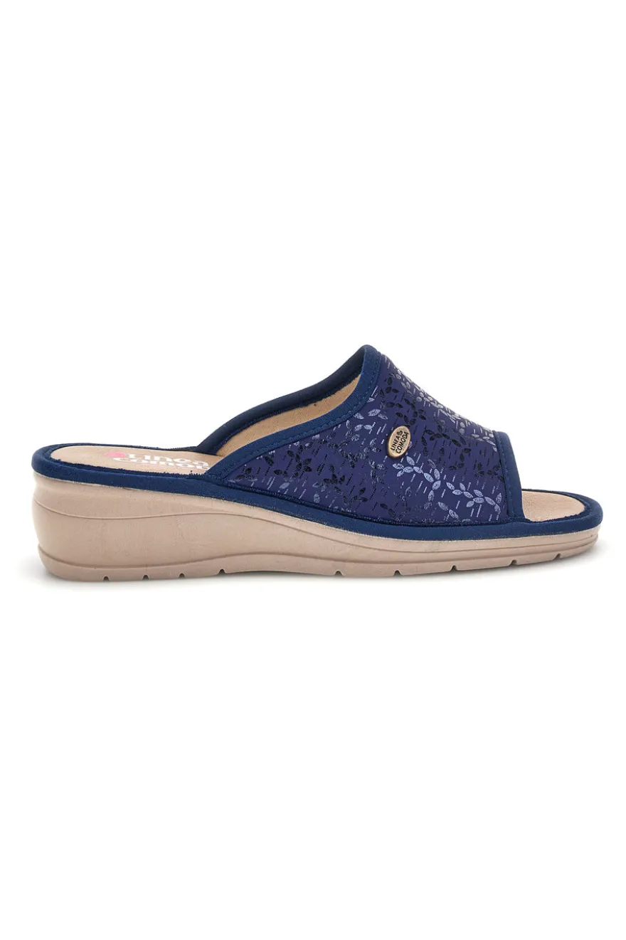 Ciabatte Blu con zeppa comfort Linea Comoda 7555