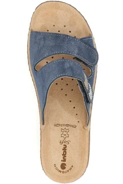 Ciabatte Blu Con Zeppa e Strappo in Velcro InBlu 2675