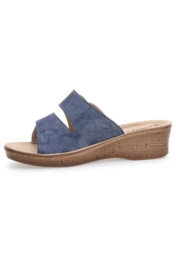Ciabatte Blu Con Zeppa e Strappo in Velcro InBlu 2675