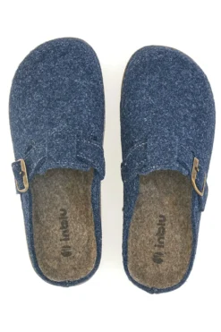 Ciabatte blu in feltro con fibbia decorativa Inblu 27 ED