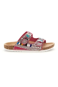Ciabatte Bordeaux con Strass e Doppia Fibbia Pitt kids 14404