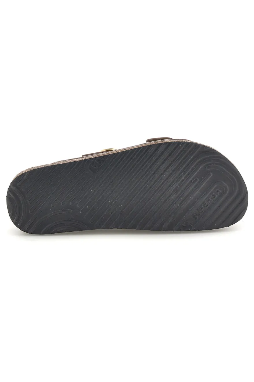 Ciabatte bronzo con doppia fibbia Superga S11T627