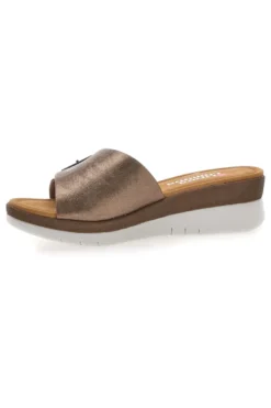 Ciabatte bronzo con fibbia e plantare comfort Linea Comoda 7185
