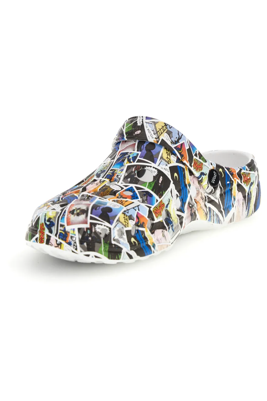 Ciabatte clog multicolore con stampa Woz 2