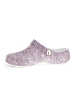 Ciabatte clog viola traforate con stampa Woz 5