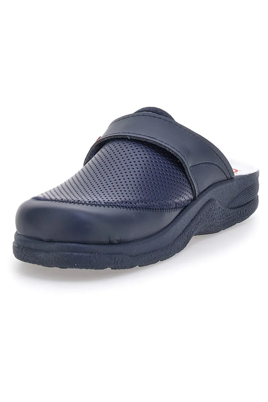Ciabatte da Lavoro Blu Vera Pelle Made In Italy MR Chef 1668