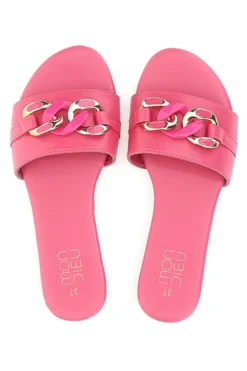 Ciabatte Flat Rosa Con Catena Mon Dieu 3396