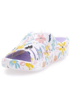 Ciabatte floreali viola multicolor fascia incrociata 2T2L 711