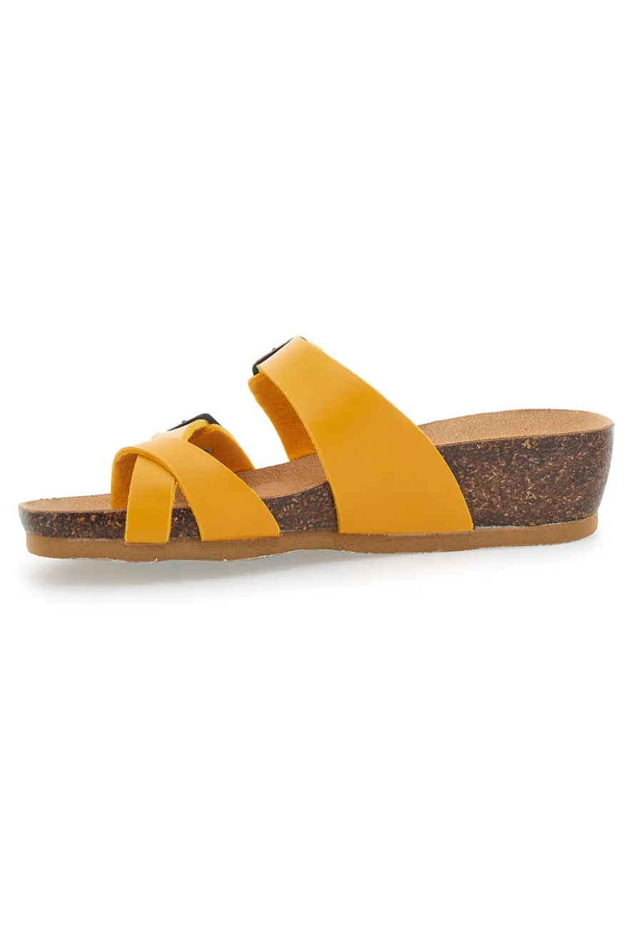 Ciabatte Gialle Made In Italy Con Sottopiede In Vera Pelle Bio Up 22710