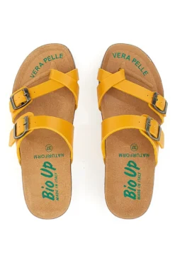 Ciabatte Gialle Made In Italy Con Sottopiede In Vera Pelle Bio Up 22710