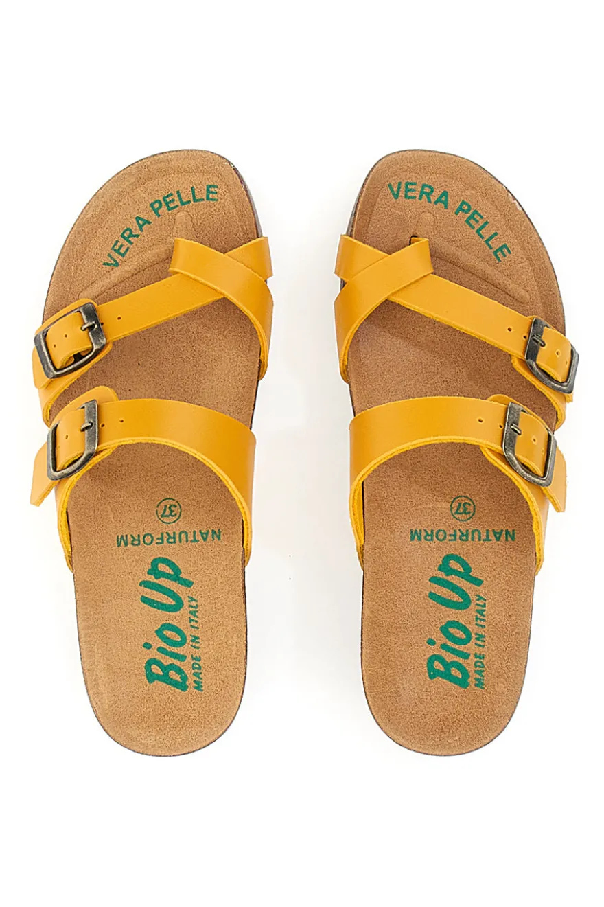 Ciabatte Gialle Made In Italy Con Sottopiede In Vera Pelle Bio Up 22710