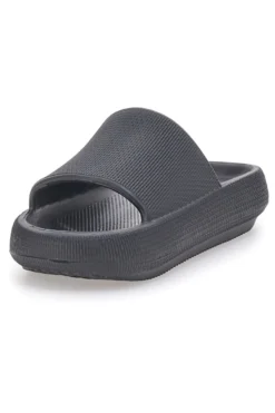 Ciabatte in gomma nere con fascia piena design minimal 2T2L