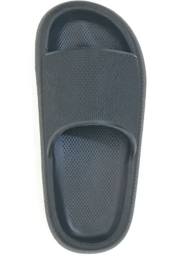 Ciabatte in gomma nere con fascia piena design minimal 2T2L