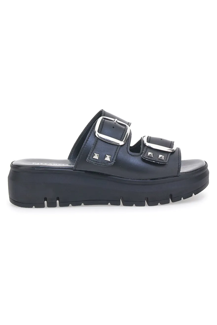 Ciabatte in vera pelle nere con fibbie PITTARELLO LOVE 35801919
