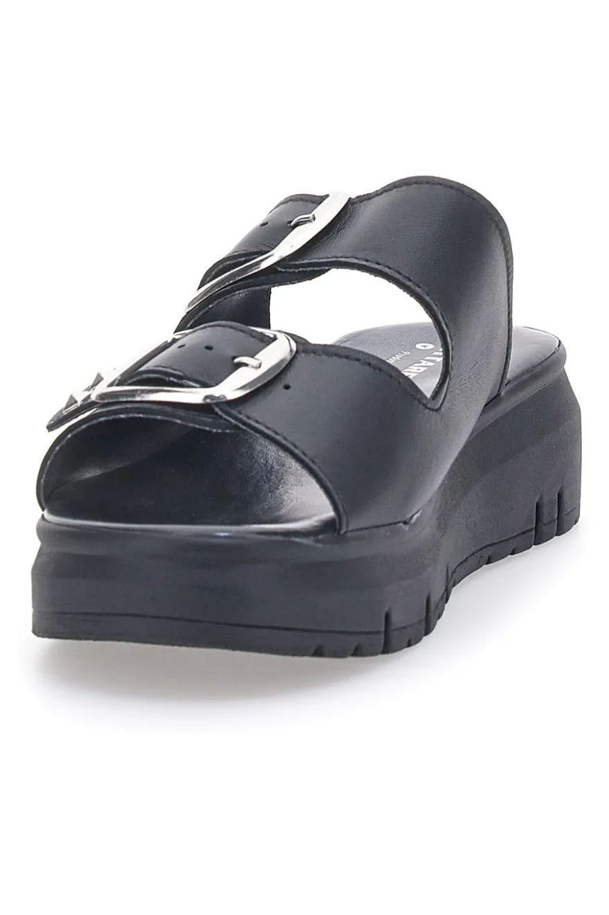 Ciabatte in vera pelle nere con fibbie PITTARELLO LOVE 35801919
