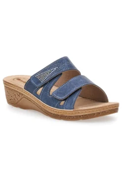 Ciabatte Jeans Con Strappi in Velcro Inblu 04 PV