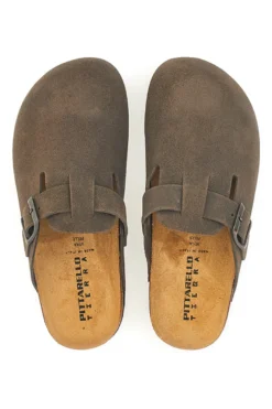Ciabatte marrone scuro con fibbia in vera pelle PittarelloTierra 335A013PR