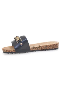 Ciabatte nere con catena dorata Fun Beach 14192