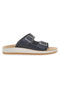 Ciabatte nere con doppia fibbia e sottopiede in pelle Fly Flot 77G642C