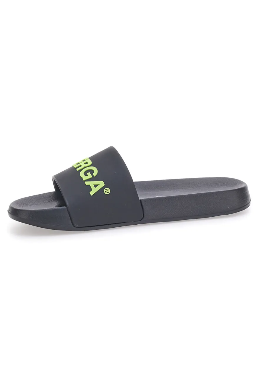 Ciabatte nere con fascia e logo verde da uomo Superga S24U433