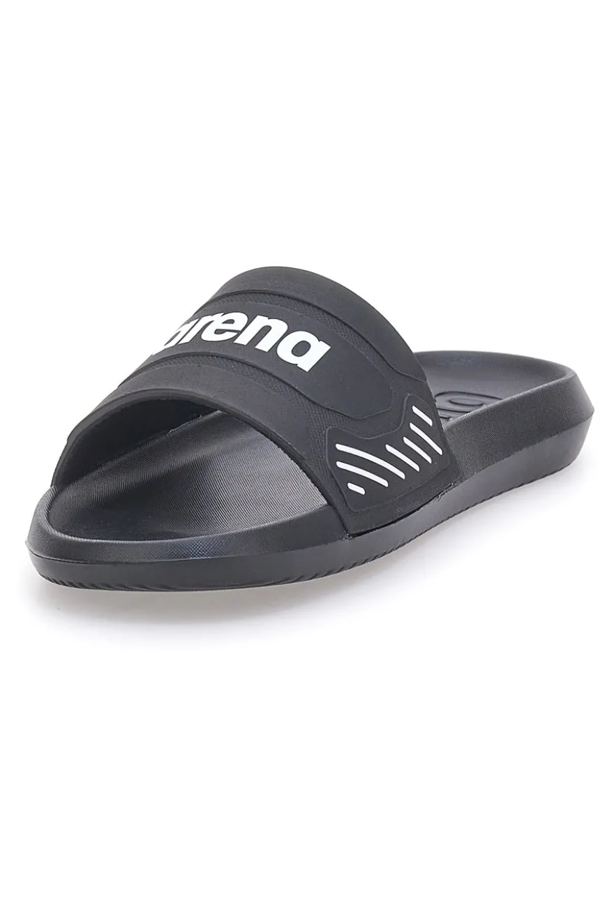Ciabatte nere con fascia e logo bianco Arena