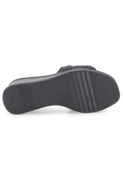 Ciabatte nere con fascia intrecciata e zeppa 8 cm Plocadi 18009