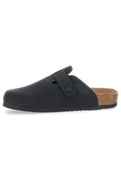 Ciabatte nere con fibbia e sottopiede in vera pelle Superga S11U700