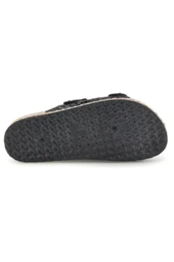 Ciabatte nere con fibbie strass e dettagli ricamati Me & Me 15618
