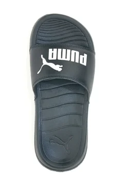 Ciabatte nere con logo bianco Puma Popcat 20 jr