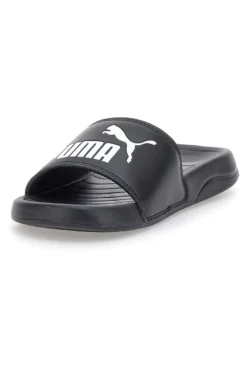 Ciabatte nere con logo bianco Puma Popcat 20 jr