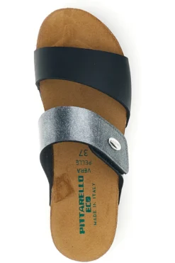 Ciabatte nere e grigie con sottopiede in vera pelle Pittarello Eco 293A485SR