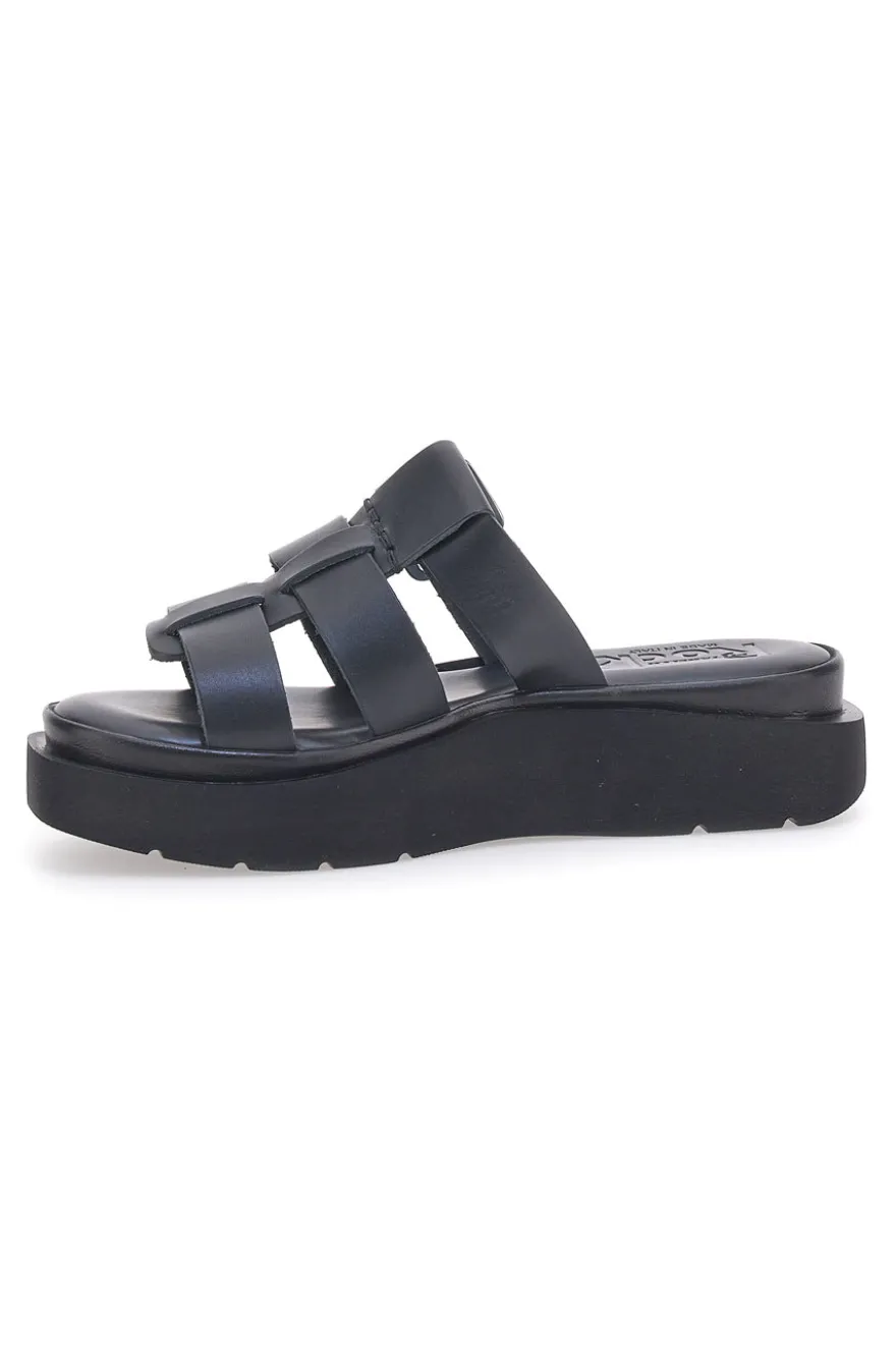 Ciabatte Nere In Pelle Made in Italy Pittarello Rock 5827