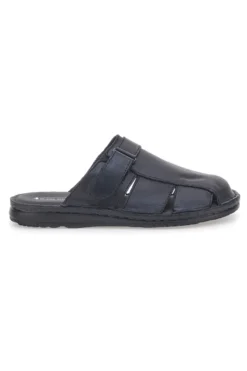 Ciabatte Nere In Vera Pelle Con Strappo Claremorris 1108