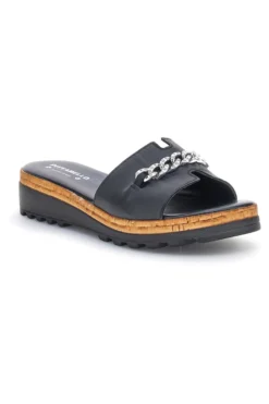 Ciabatte Nere in vera pelle Made in Italy con catena Pittarello 333170811