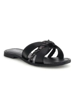 Ciabatte nero in vera pelle con fasce incrociate Pittarello sun TIMA3960