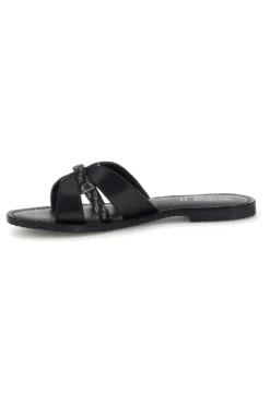 Ciabatte nero in vera pelle con fasce incrociate Pittarello sun TIMA3960