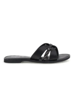Ciabatte nero in vera pelle con fasce incrociate Pittarello sun TIMA3960